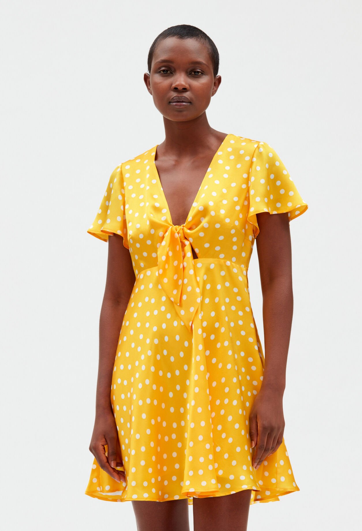 Mango yellow polka dot dress sale