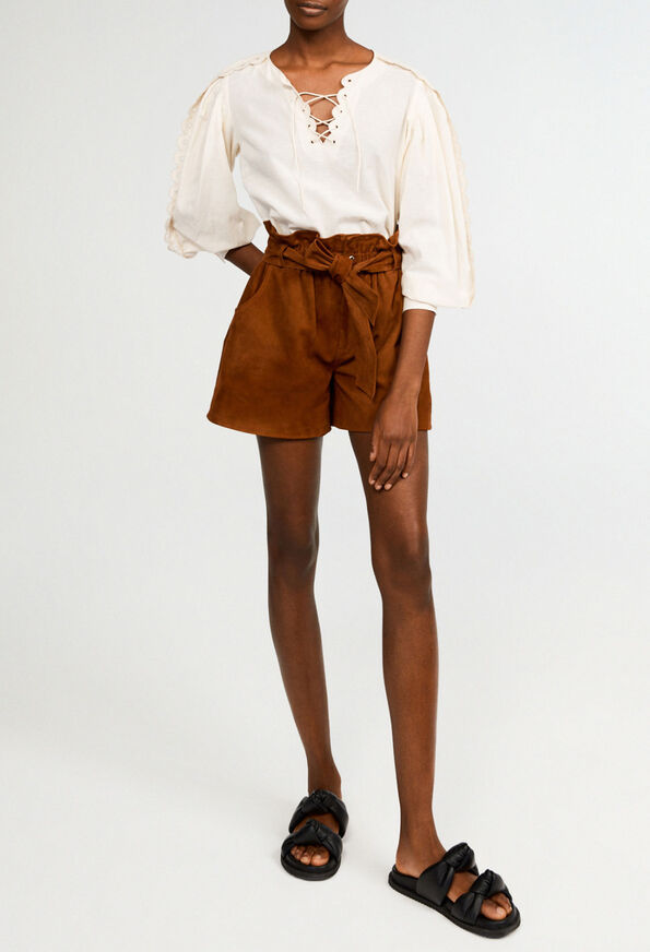 221CUEILLETTE : Shorts couleur FAUVE