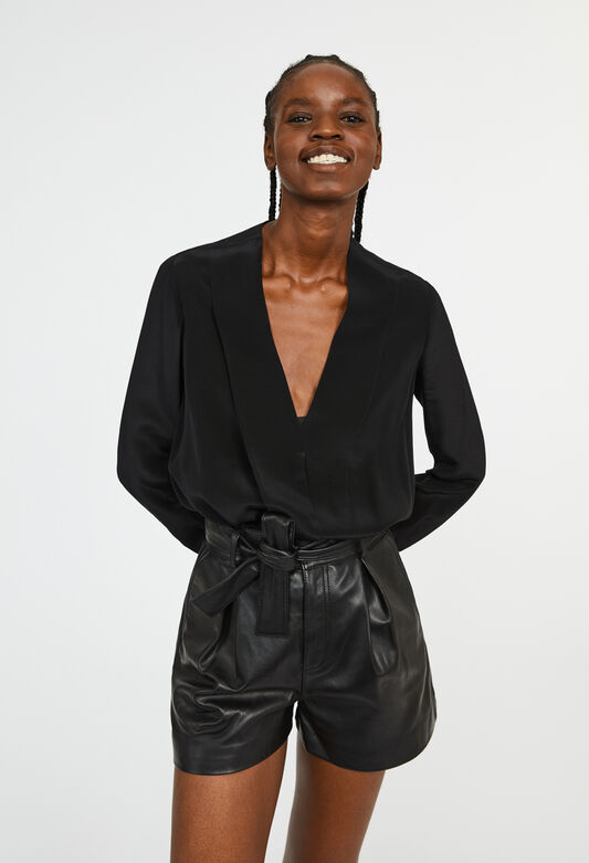 Zara Black Satin Bodysuit