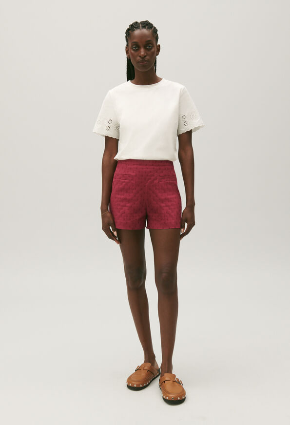 221ERYNECERF : Shorts couleur FRAMBOISE