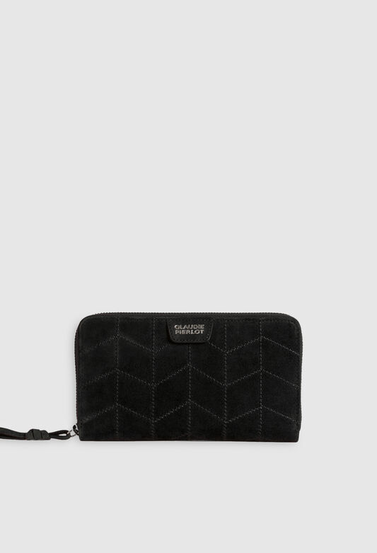 122ANGIESUEDE : Small leather goods color BLACK