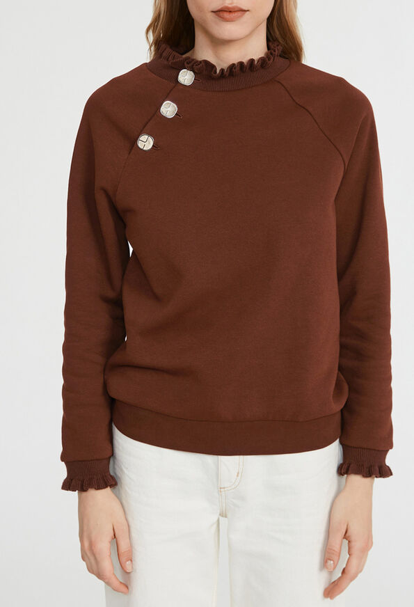 Sweatshirt à col volanté : Sweatshirts color SQUIRREL
