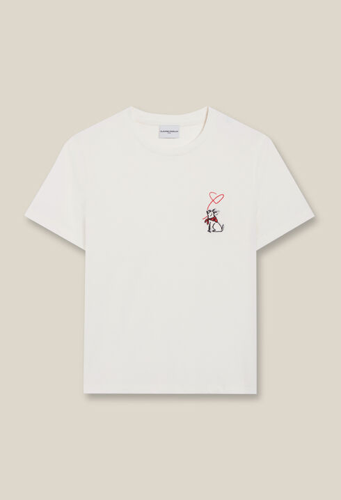T-Shirt mit Jean Toto-Schriftzug Ecru