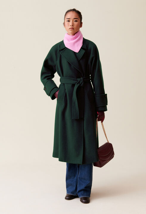 Manteau long esprit trench vert