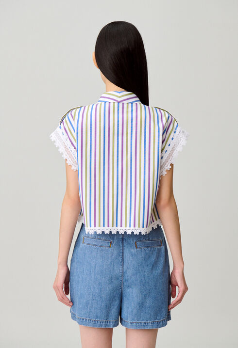 Chemise ray&eacute;e dentelle