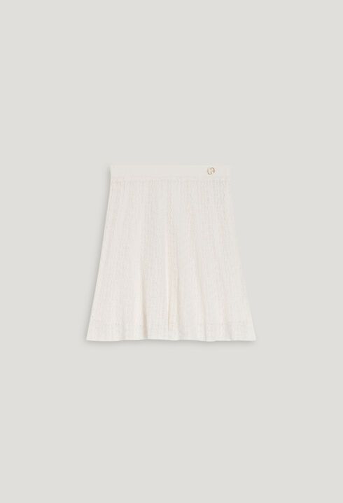 Flowing ecru fine-knit skirt