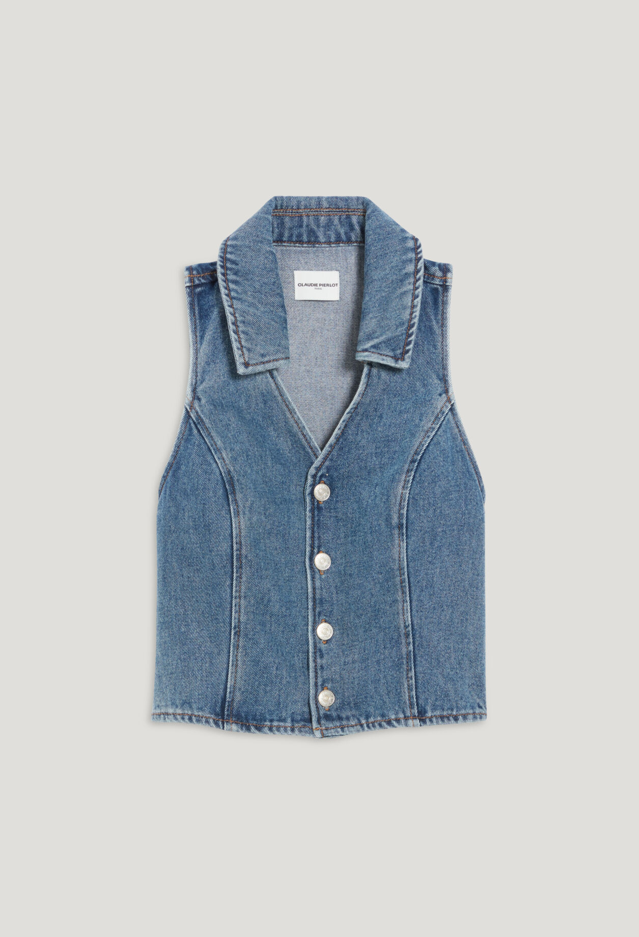 Ärmelloses Denim-Top Blau