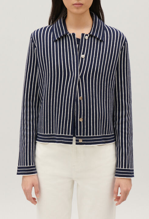Cardigan maille rayures