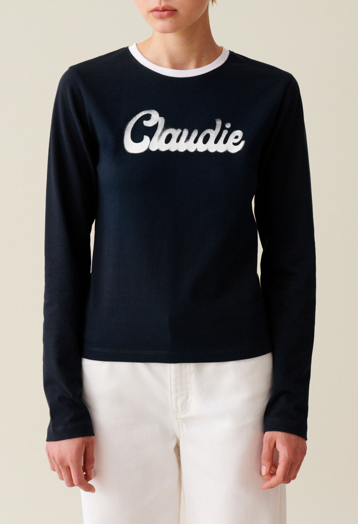 Schwarzes Langarmshirt Baumwolle