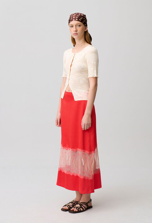 Satin lace skirt