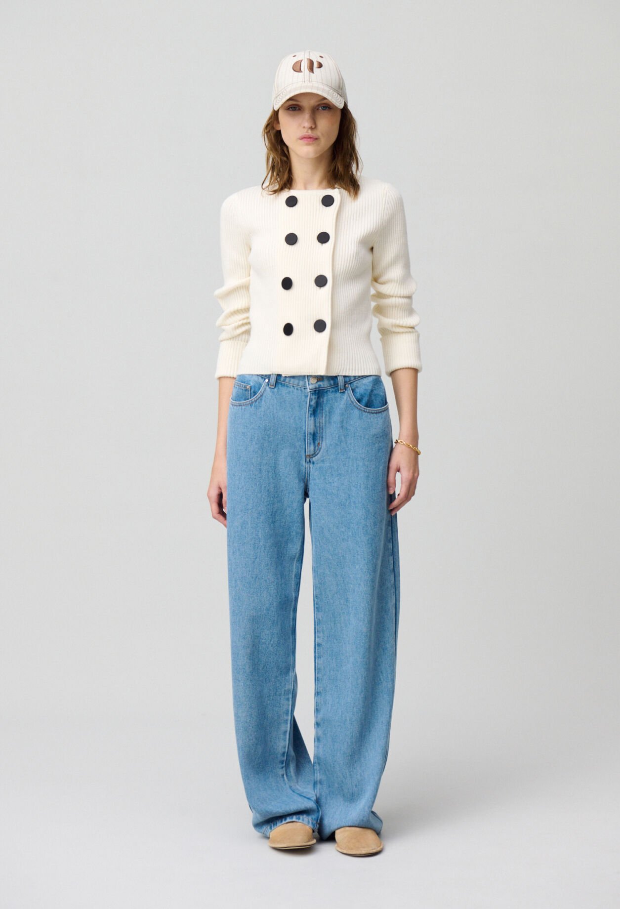 Cardigan laine mélangée boutonné