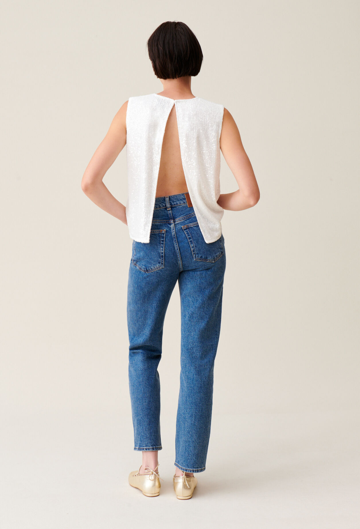 Off-white sequinned sleeveless top