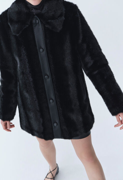 Manteau fausse fourrure noir