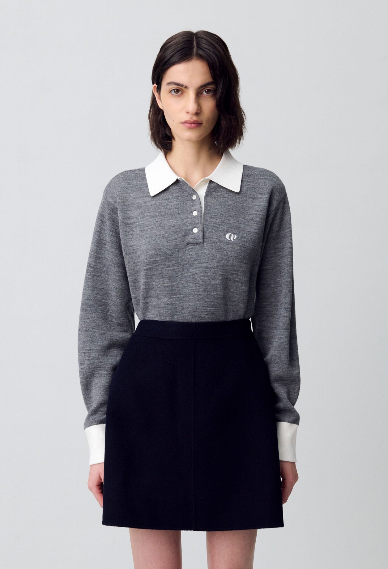 Short Straight Wool Skirt