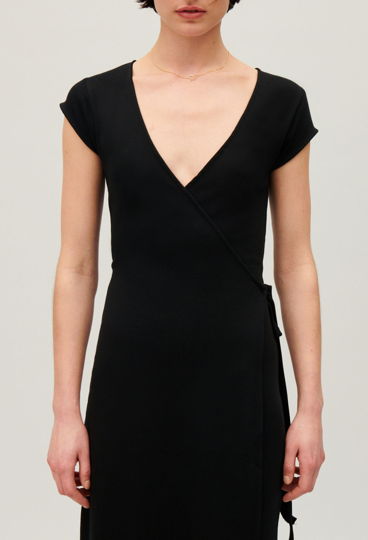 Black wrap midi dress
