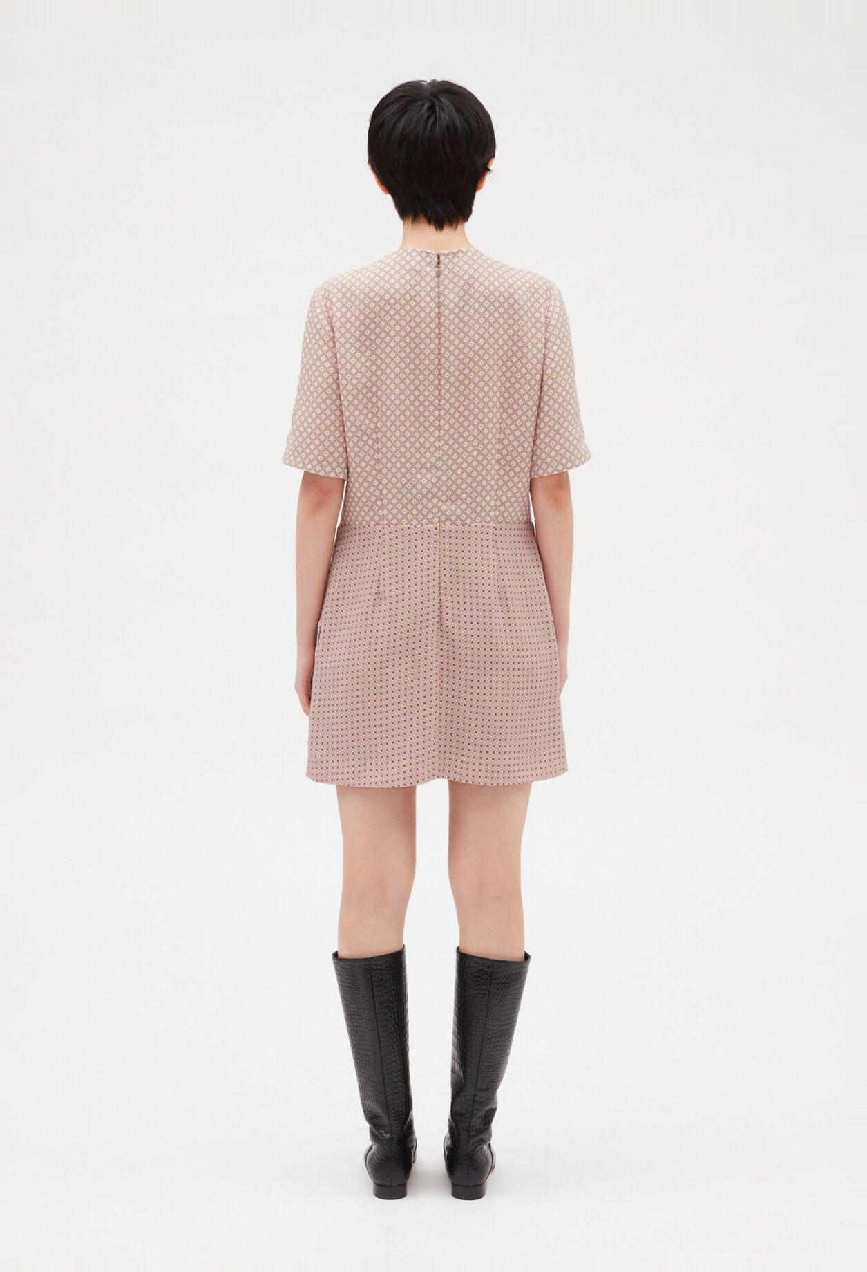 Robe courte imprim&eacute;e rose