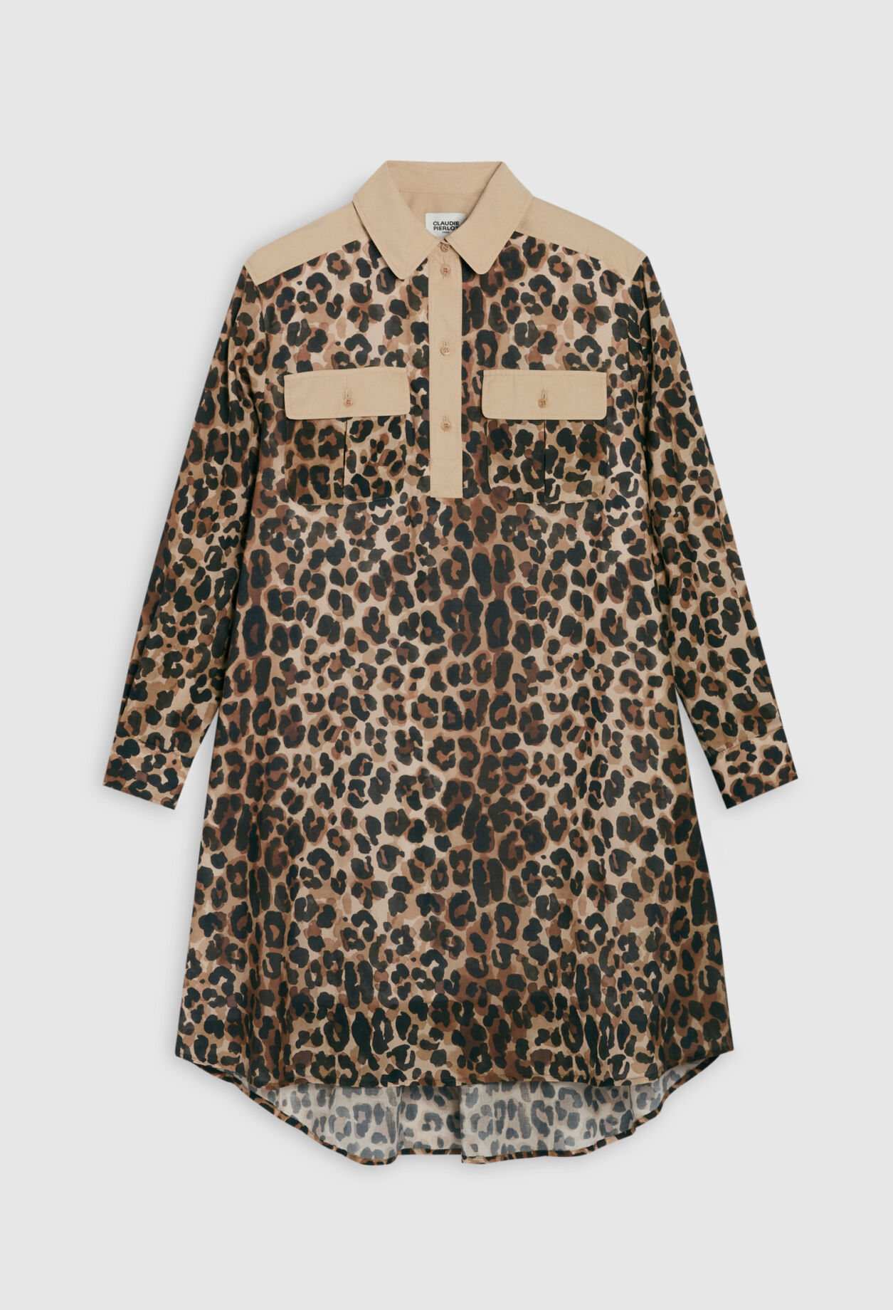 Robe chemise midi l&eacute;opard