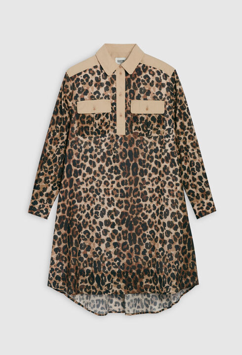 Leopard midi shirt dress