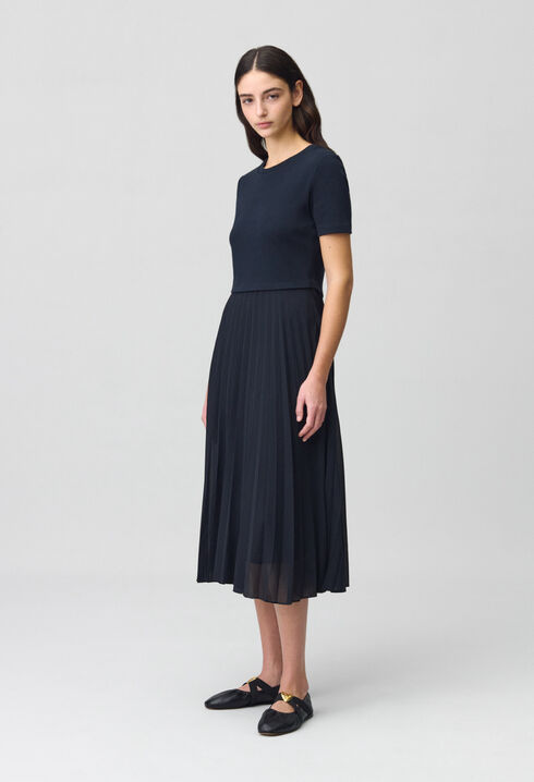Langes Kleid Teli aus Materialmix