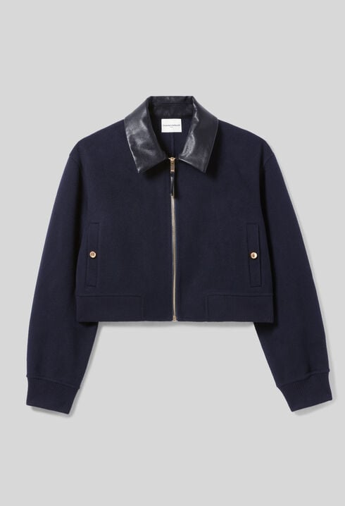 Blouson laine col similicuir