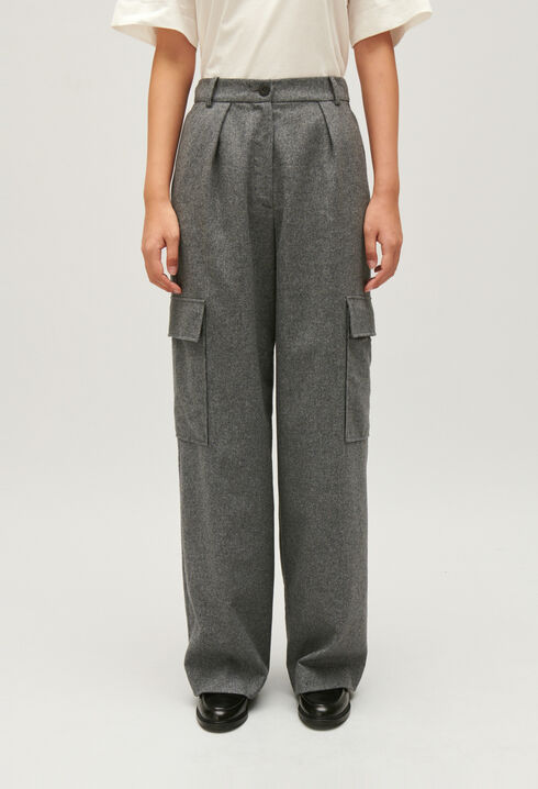 Pantalon cargo gris clair