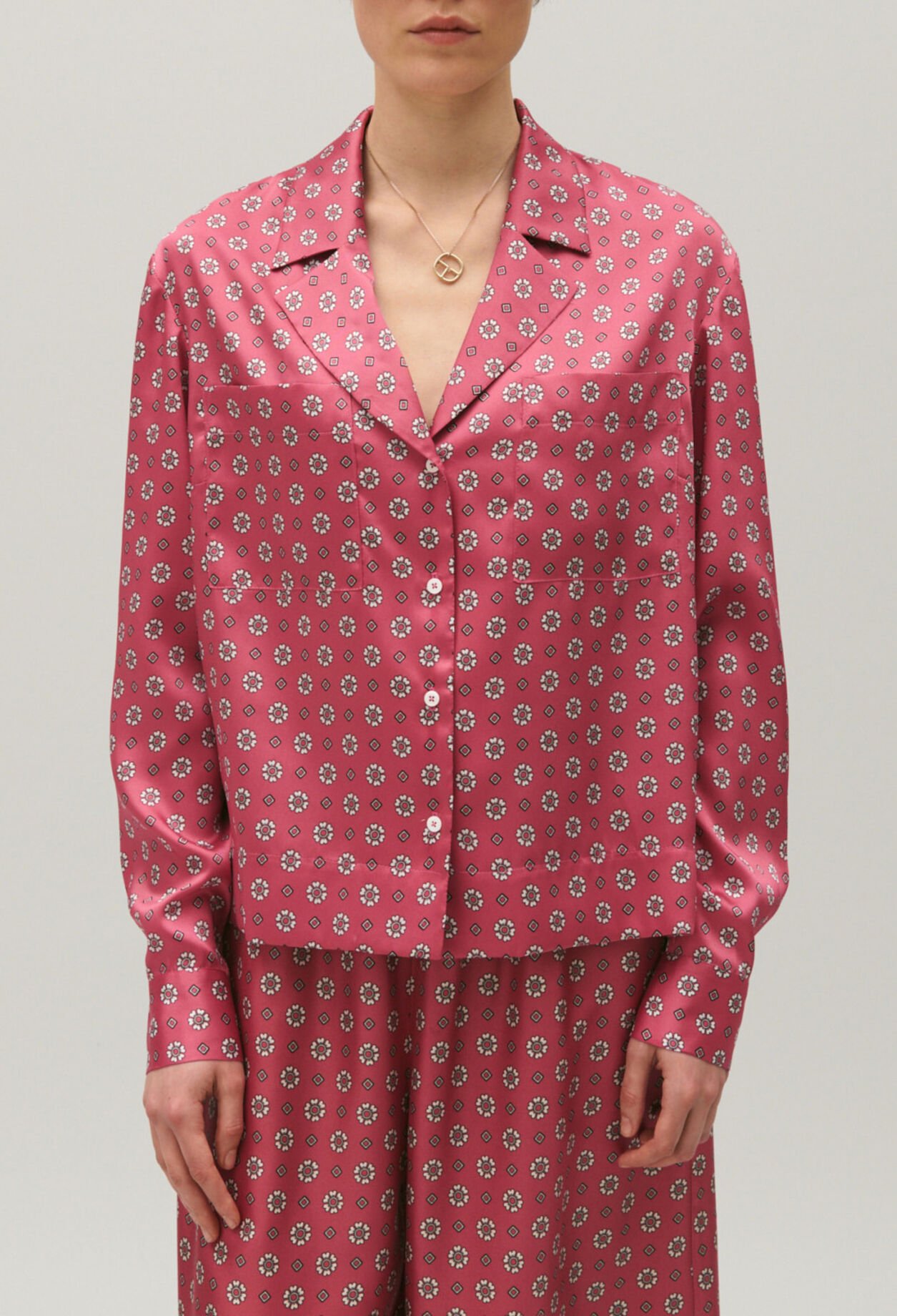 Printed satin shirt