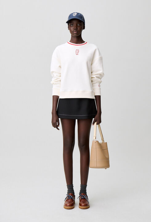 Sweat col rond broderie CP