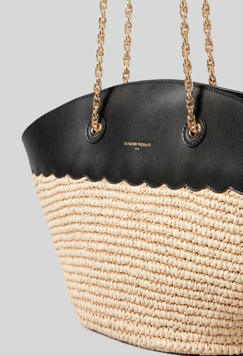 Sac panier tressé et cuir