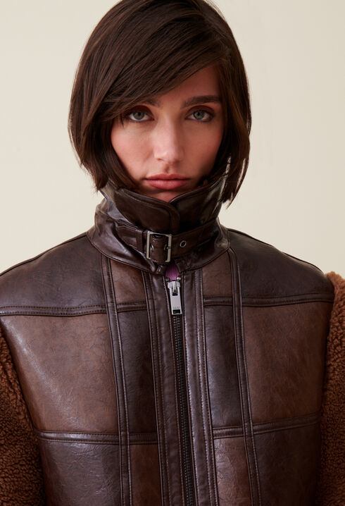 Veste bi-matière courte bicolore
