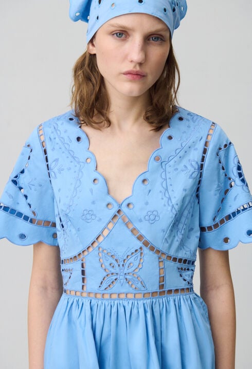 Short Dress Butterfly Embroidery