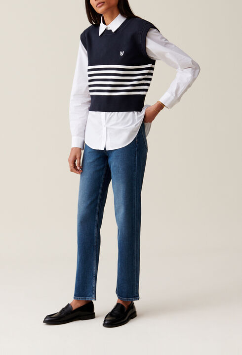 Pull Jean Toto ray&eacute; sans manches