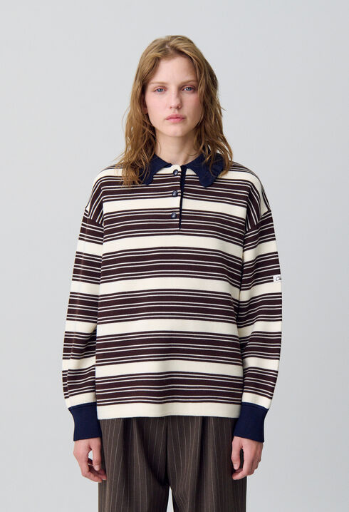 Pull polo large rayures
