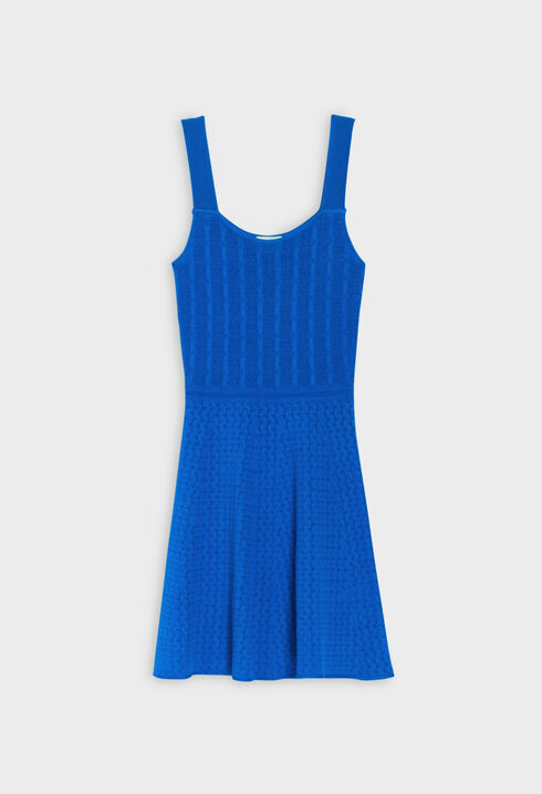 Blue short knitted dress