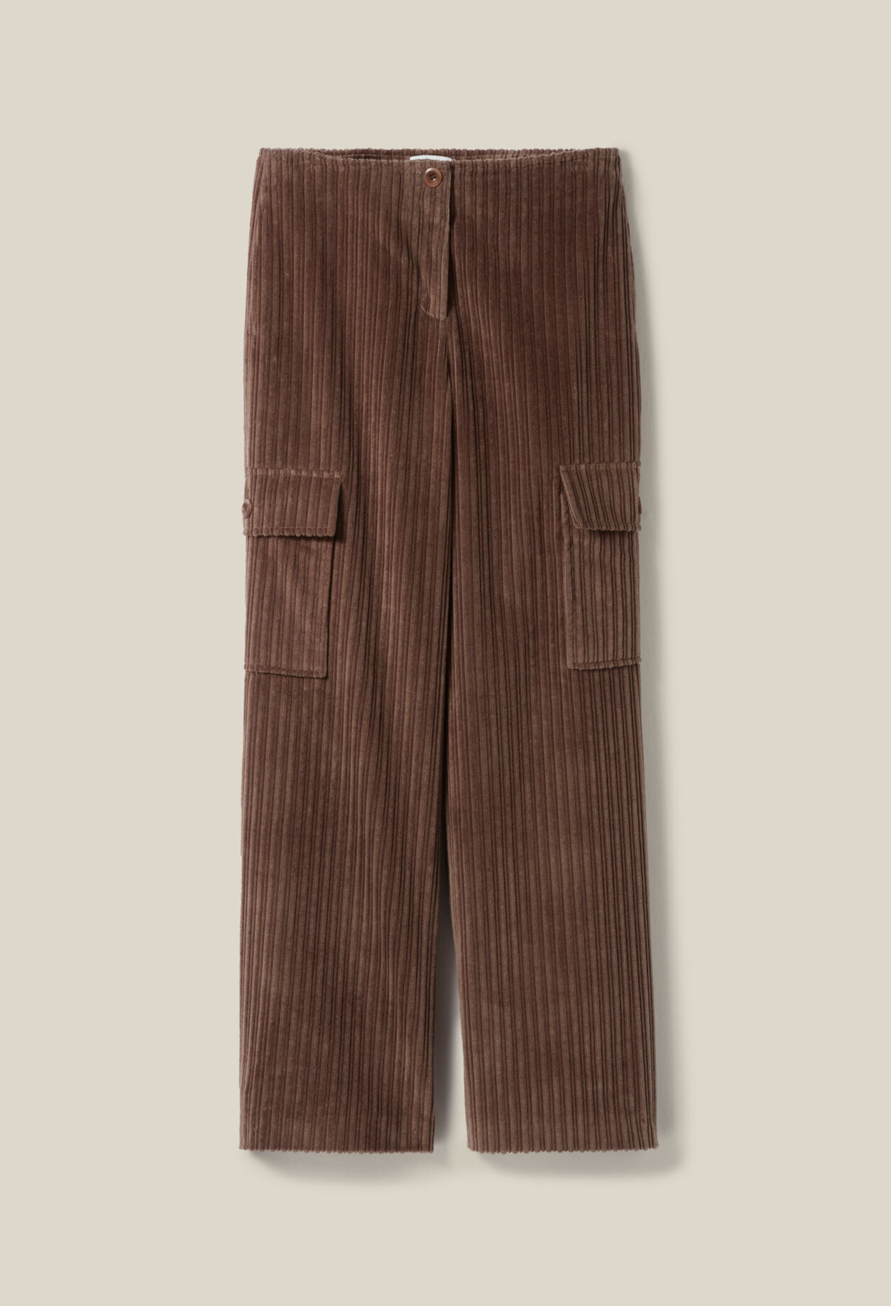Pantalon cargo large velour côtelé