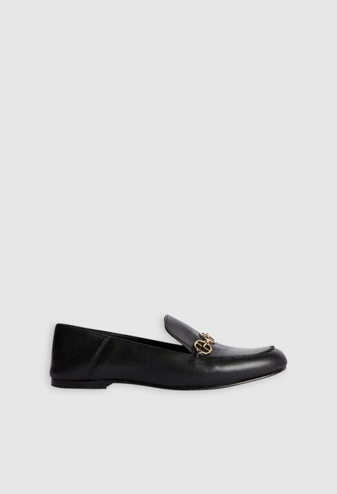 Black leather loafers