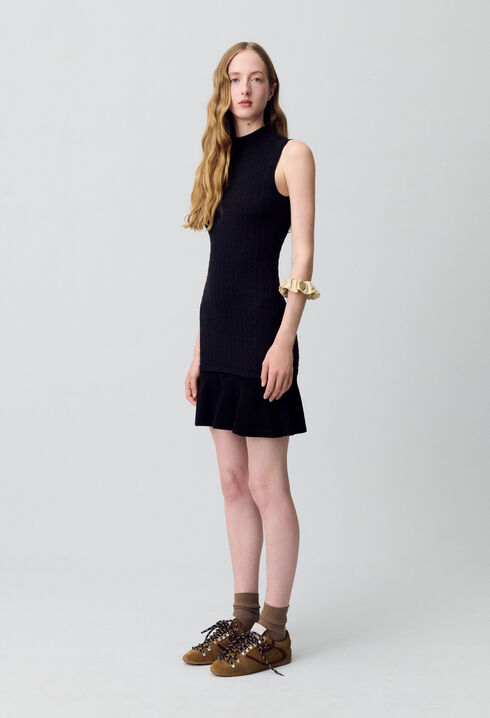 Ribbed Turtleneck Knit Dress