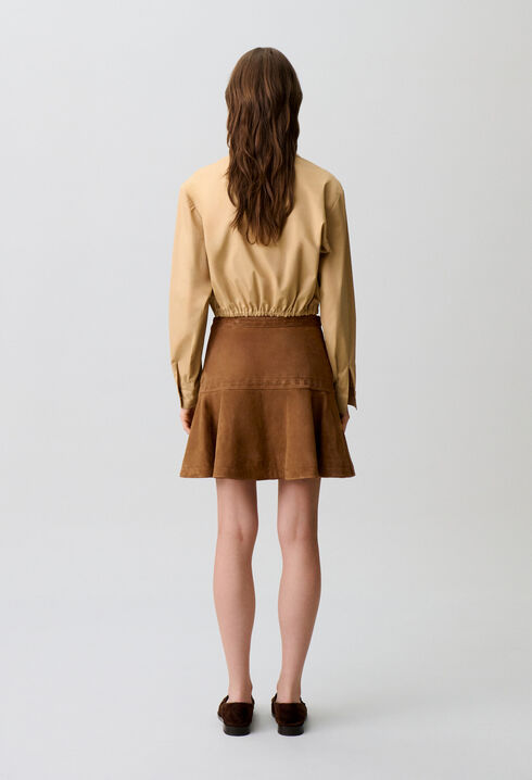 Short suede skirt