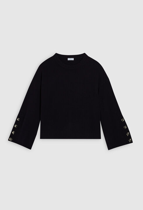 Long-sleeved traceable wool pullover