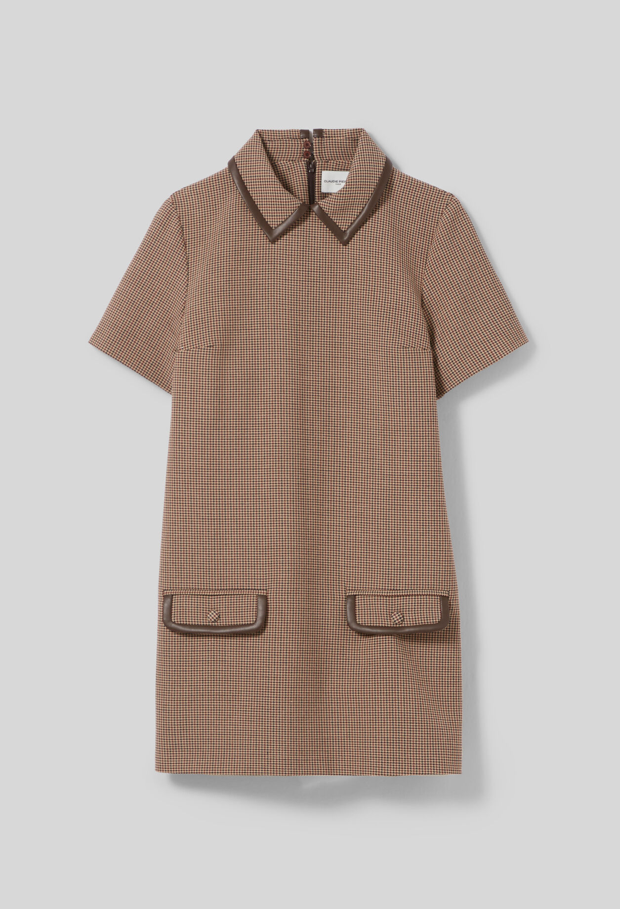 Shift dress with leather detailing