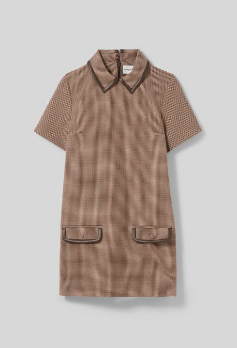 Shift dress with leather detailing