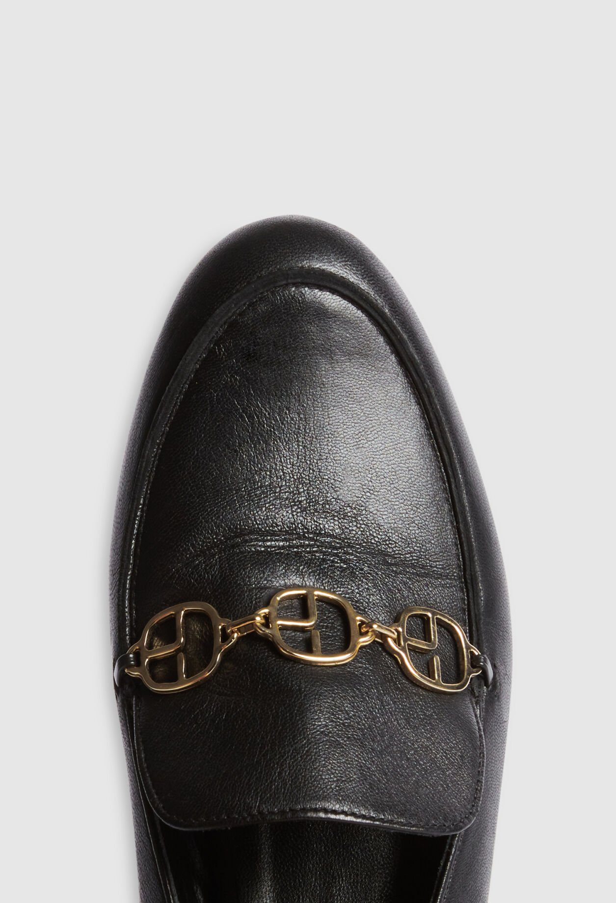 Black leather loafers