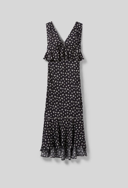 Langes, fließendes Volantkleid