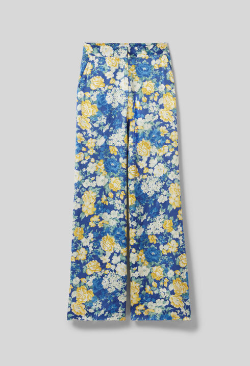 Weite, gerade Hose mit Blumenmuster