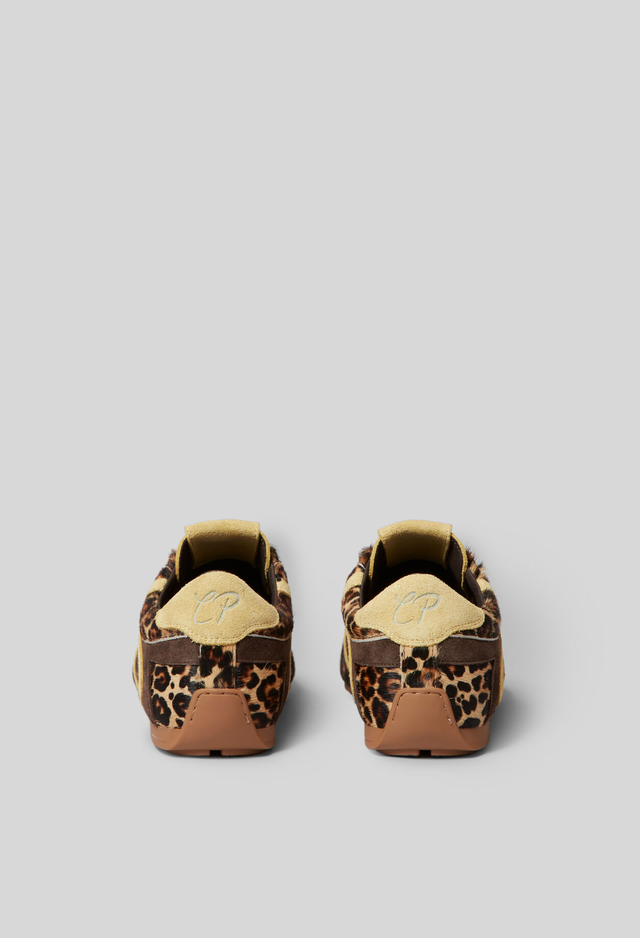 Leopard-Muster Leder-Sneaker
