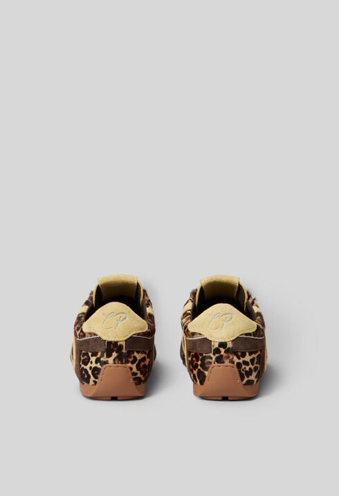 Leopard-Muster Leder-Sneaker