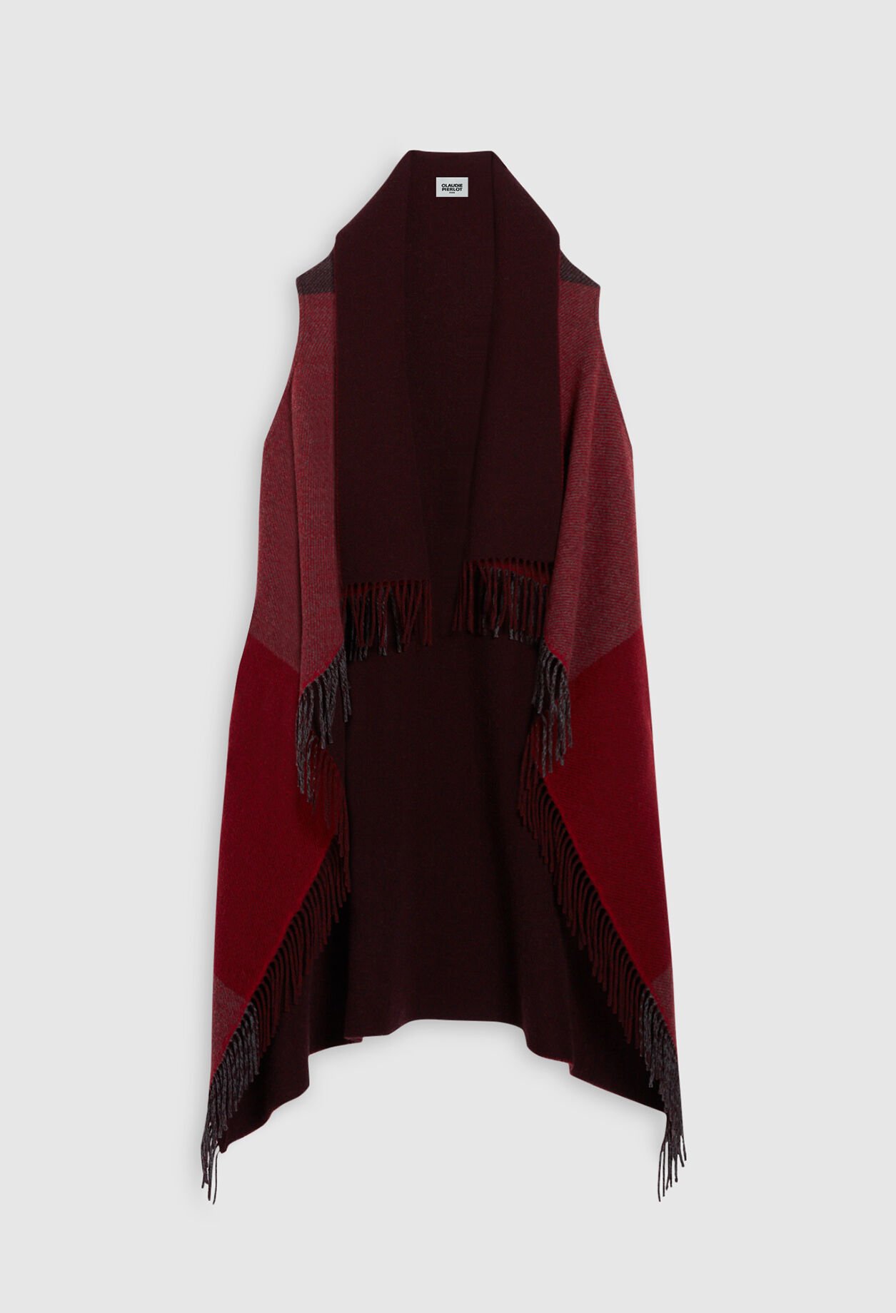 Wool burgundy poncho