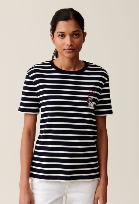 T-shirt marinière broderie Jean Toto