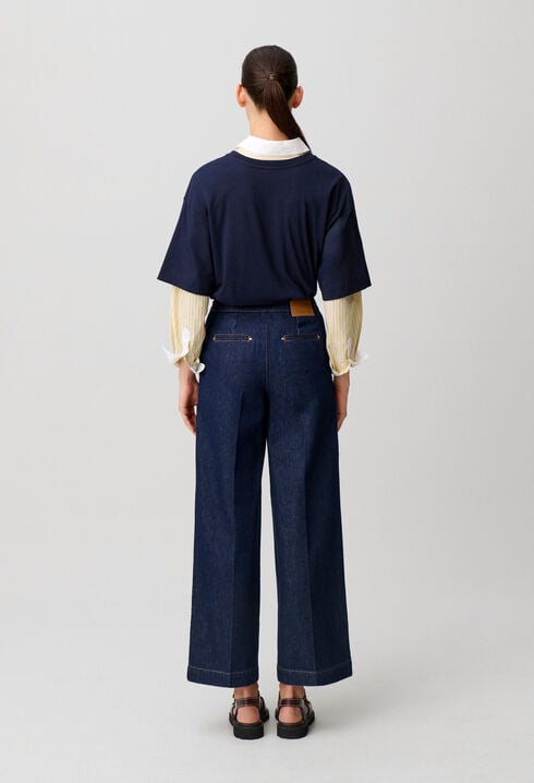 Weite Marlene-Jeans mit Knopfleiste
