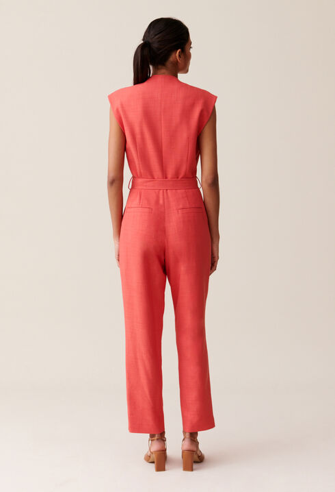 Jumpsuit mit Gürtel terracotta