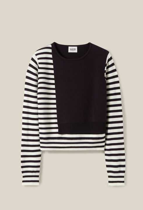 Short Striped Jumper with Plain Flap